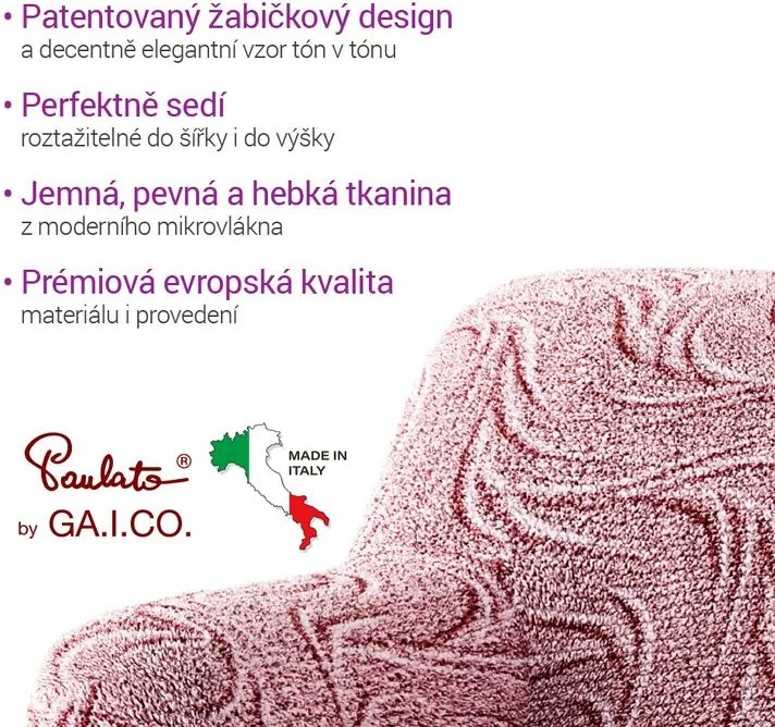 Bielastické poťahy BRILLANTE bordó kreslo ušiak (š. 60 - 110 cm)