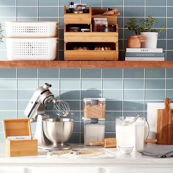 Bambusový organizér, úložný box 2-komorový, dvojitý, DOUBLE CAJA, 34x31x13