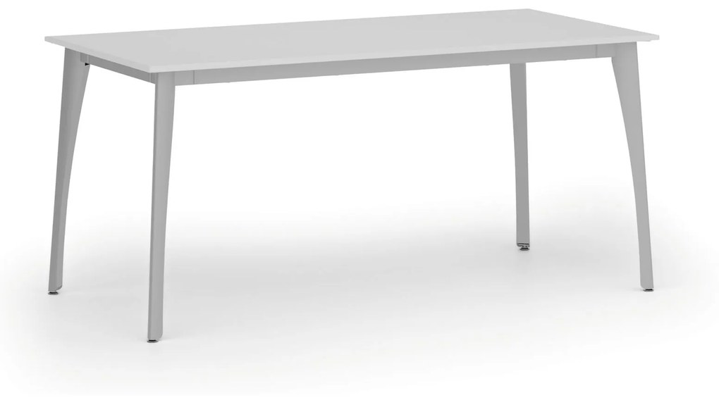 Rokovací stôl PRIMO OMEGA, 1600 x 800 mm, sivá podnož, biela