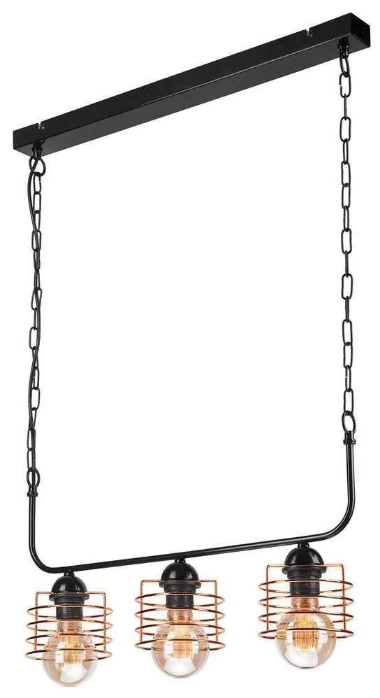 Luster na reťazi MORGAN 3xE27/60W/230V čierna/medená