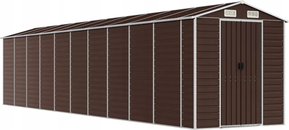 vidaXL Záhradná kôlňa, hnedá, 191x895x198 cm, galvanizovaná oceľ