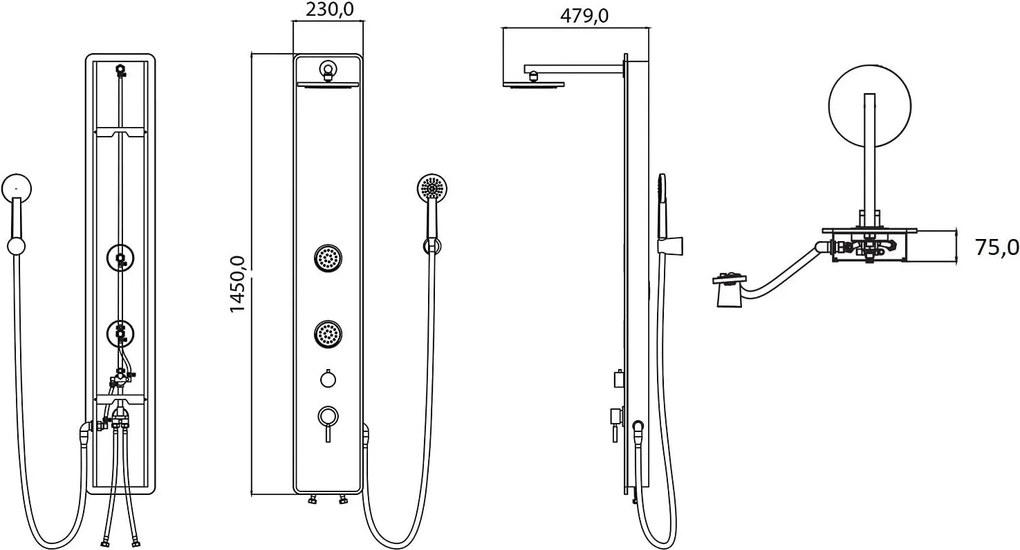 Eisl Sanitär Sprchový hydromasážny panel Ibiza 60033