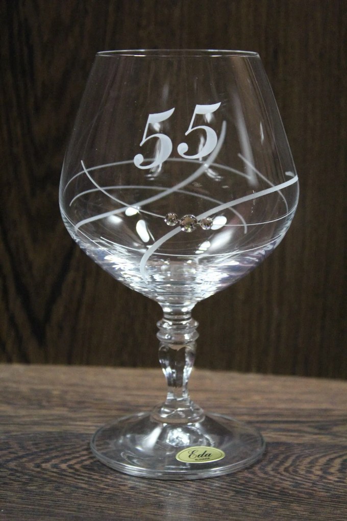 Výročný pohár na 55. narodeniny BRANDY so swarovski kryštálmi 380 ml