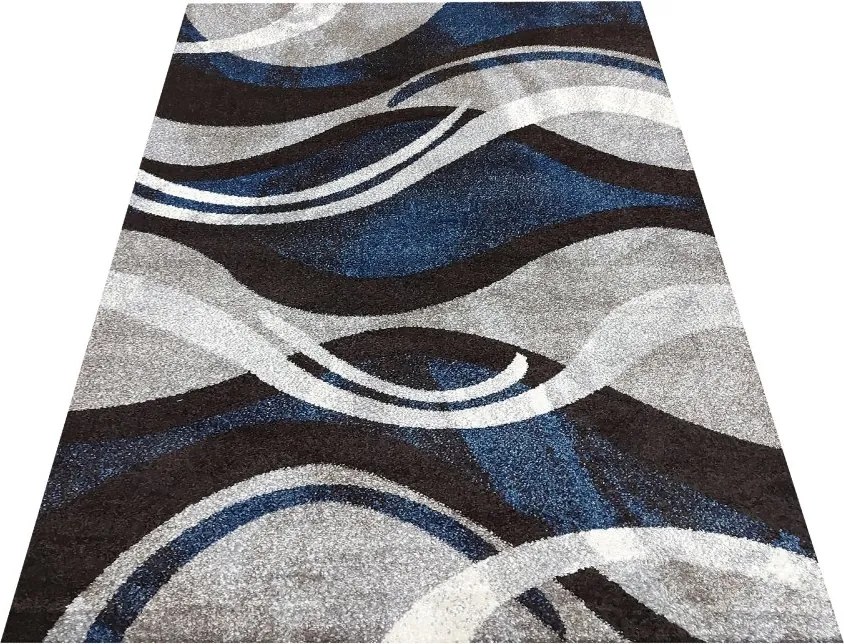 DY OTTO 01 Sivý a tyrkysový koberec Rozmer: 80x150 cm