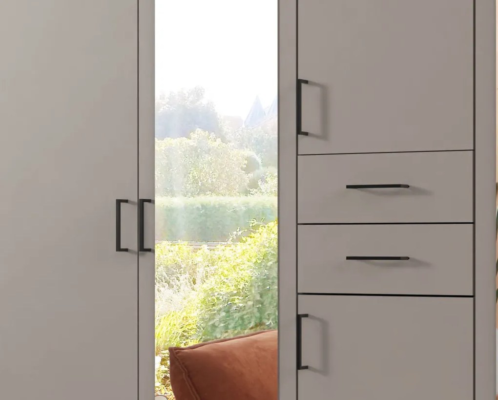 Šatníková skriňa so zrkadlami Düsseldorf, 225 cm, šedá sahara