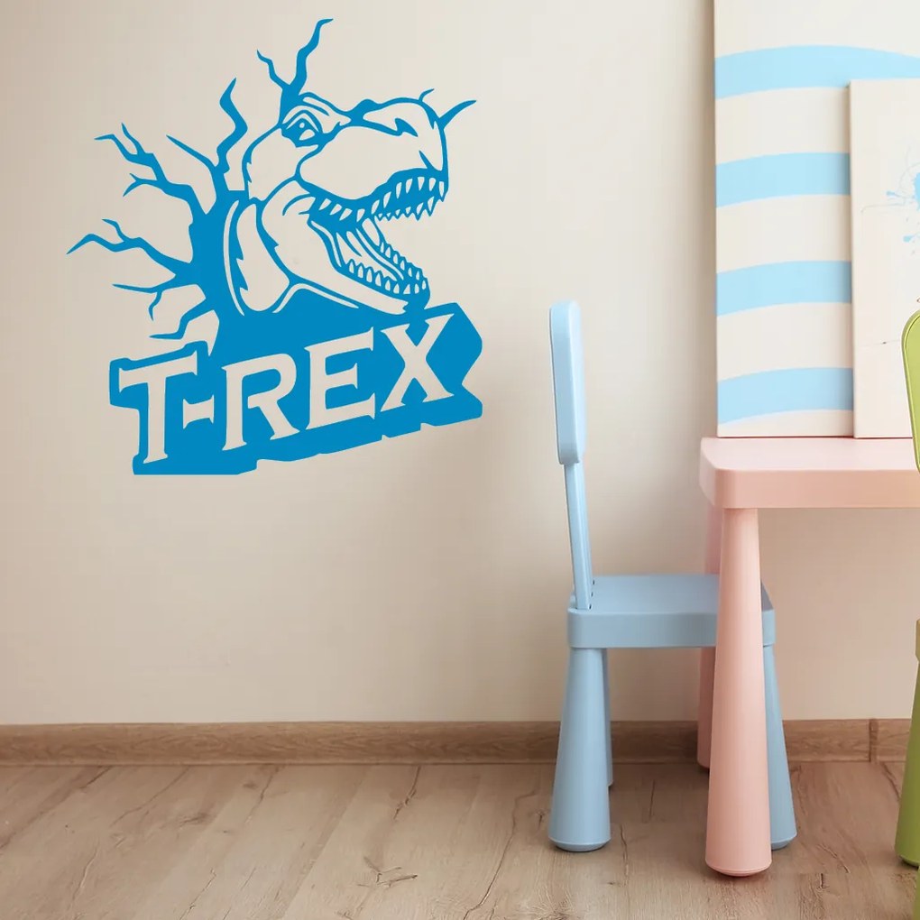 Veselá Stena Samolepka Dinosaurus T-REX Farba: modrá, Veľkosť: 80 x 87 cm