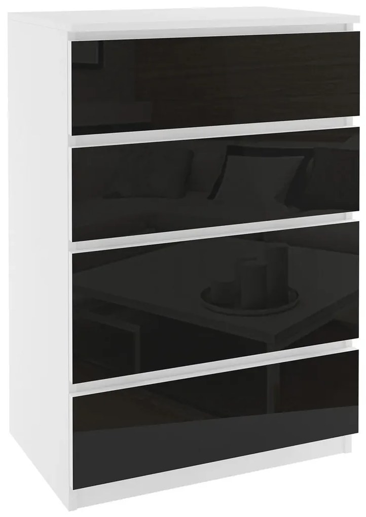 Komoda 43 Belini biely / čierny BM KOM1/1/W/W/B/0