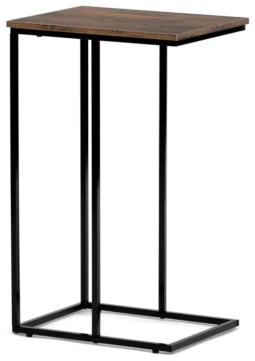 Odkládací stůl, MDF deska, dekor staré dřevo, černý kov