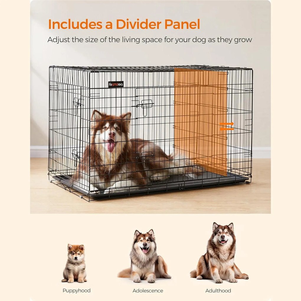 Skladacia prepravka pre psa Feandrea XXL, 2 dvierka, čierna