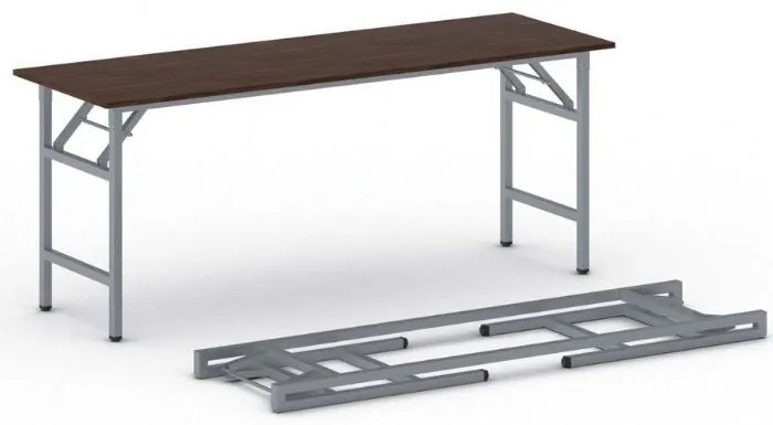 Konferenčný stôl FAST READY, 170x50 cm, sivostrieborná podnož, orech