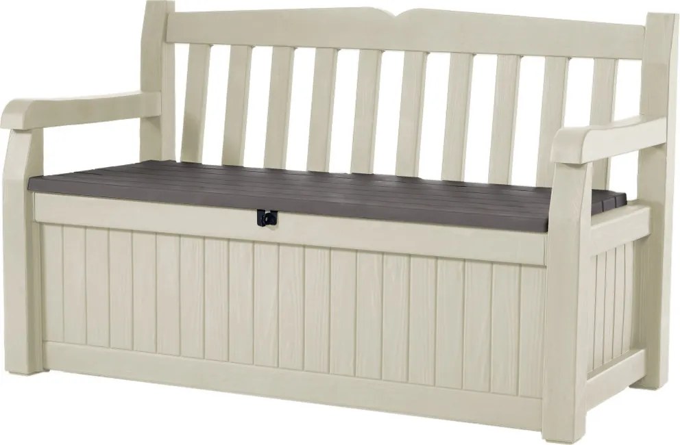 KETER EDEN GARDEN BENCH 265 L béžová/hnedá (230398) - plastová záhradná lavička s úložným priestorom