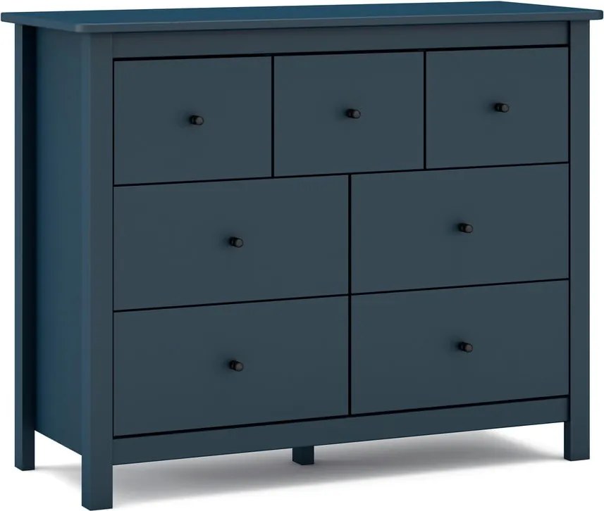 Tmavomodrá nízka komoda z borovicového dreva 110x80 cm Misti - Marckeric
