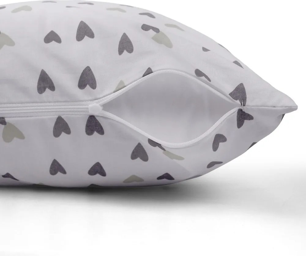 Polášek Bavlnené obliečky SRDIEČKA - Šedá | 140 x 220 cm / 70 x 90 cm