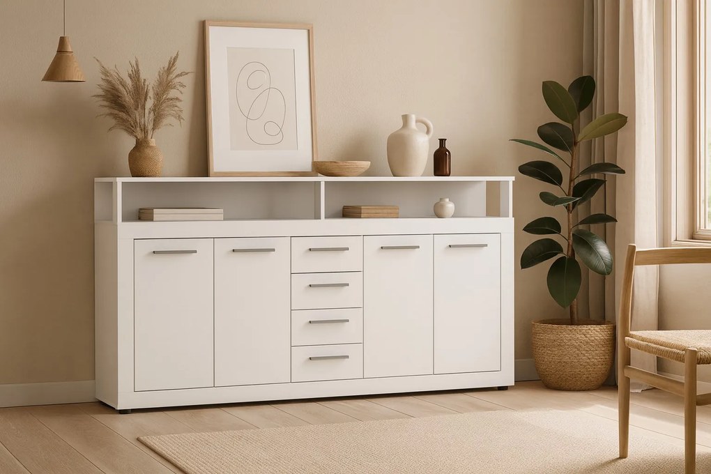 Komoda Luna 190 cm biela