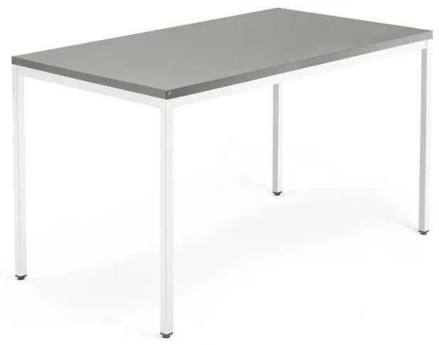 Kancelársky stôl QBUS, klasický rám, 1400x800 mm, biela, svetlošedá