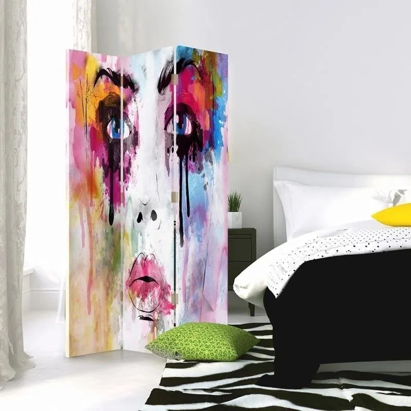 Gario Paraván Tvár z farebných škvŕn Rozmery: 110 x 170 cm, Prevedenie: Otočný paraván 360°