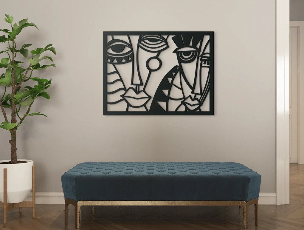 drevko Moderný obraz na stenu Dve tváre Rozmer obrazu: 32,5 x 43 cm, Farba dekorácie: Čierna