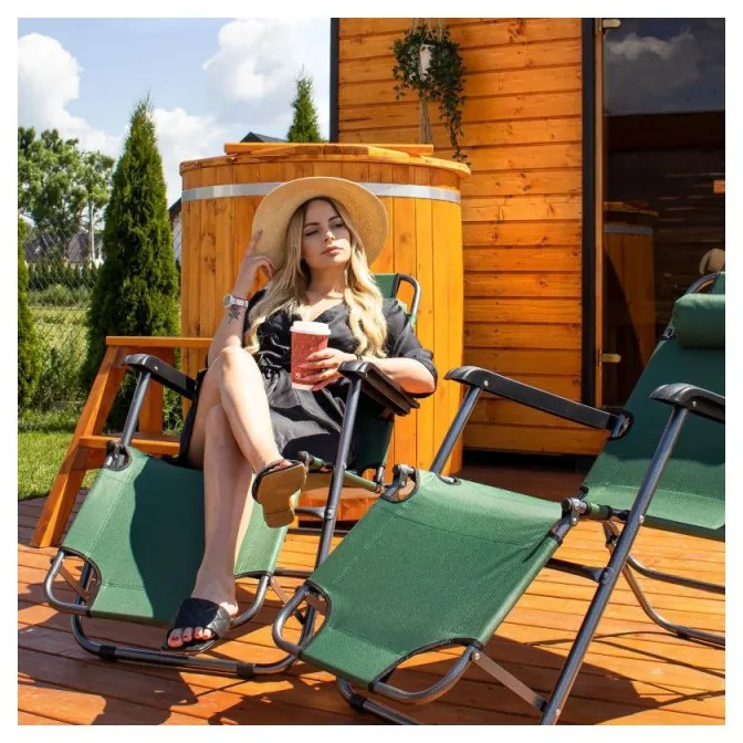 SPRINGOS Záhradné polohovacie kreslo SPRINGOS RELAX zelené