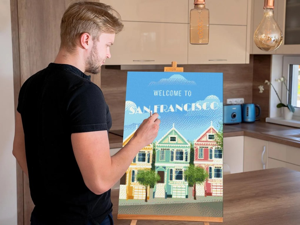Gario Diamantové maľovanie San Francisco, Spojené štáty Rozmery: 80 x 120 cm, Rámovanie: Iba zrolované plátno, Diamanty: Štvorcové