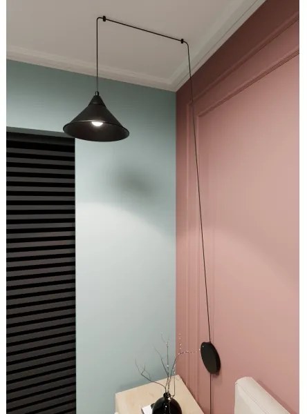 Luster na lanku ABRAMO 1xE27/15W/230V čierna