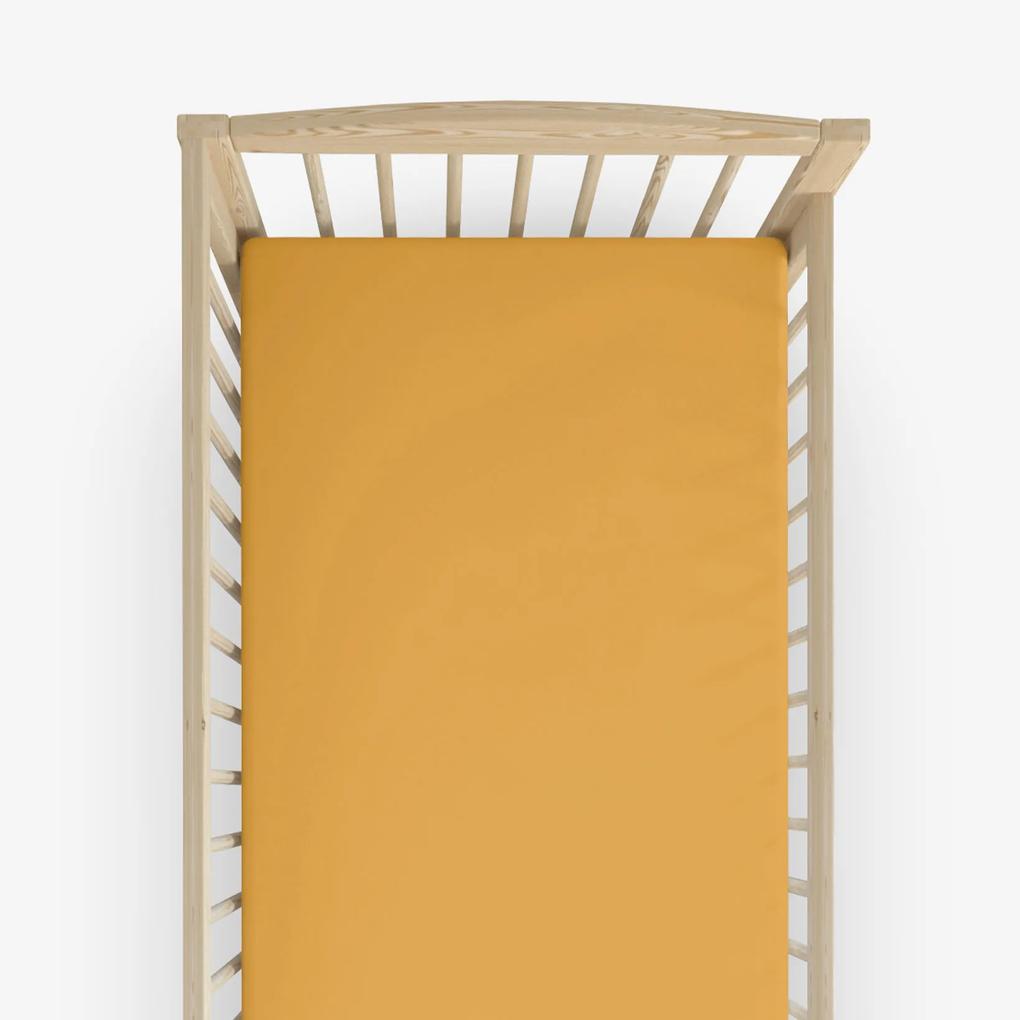 Goldea bavlnená plachta do detské postieľky - horčicová 60 x 120 cm