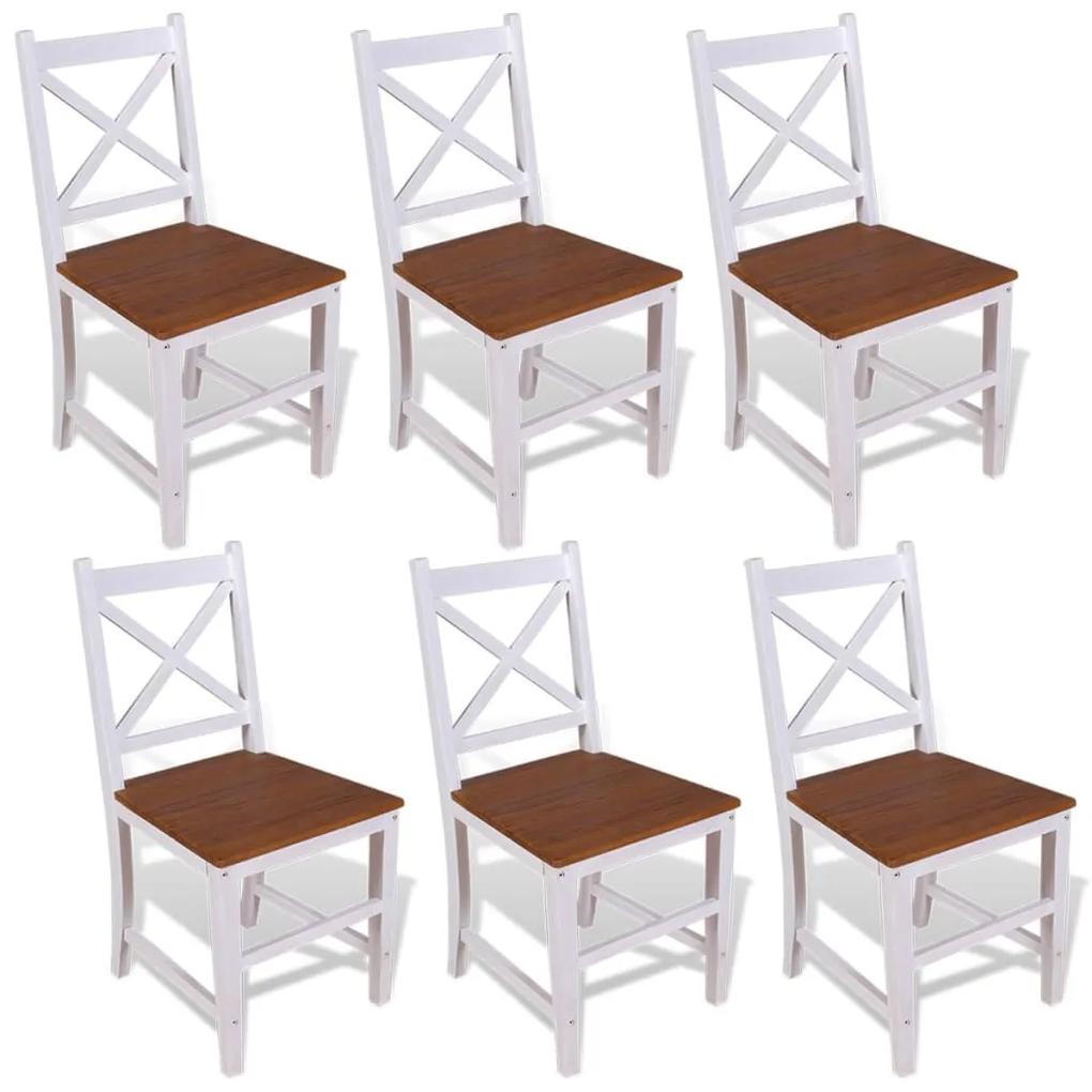 vidaXL Jedálenské stoličky, 6 ks, masívne teakové a mahagónové drevo
