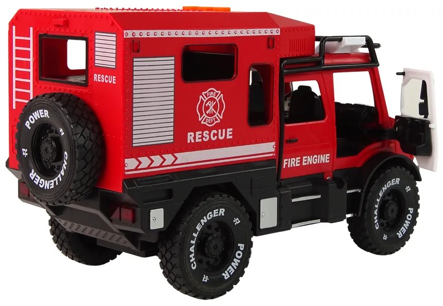 LEAN TOYS Terénne hasičské vozidlo - červená