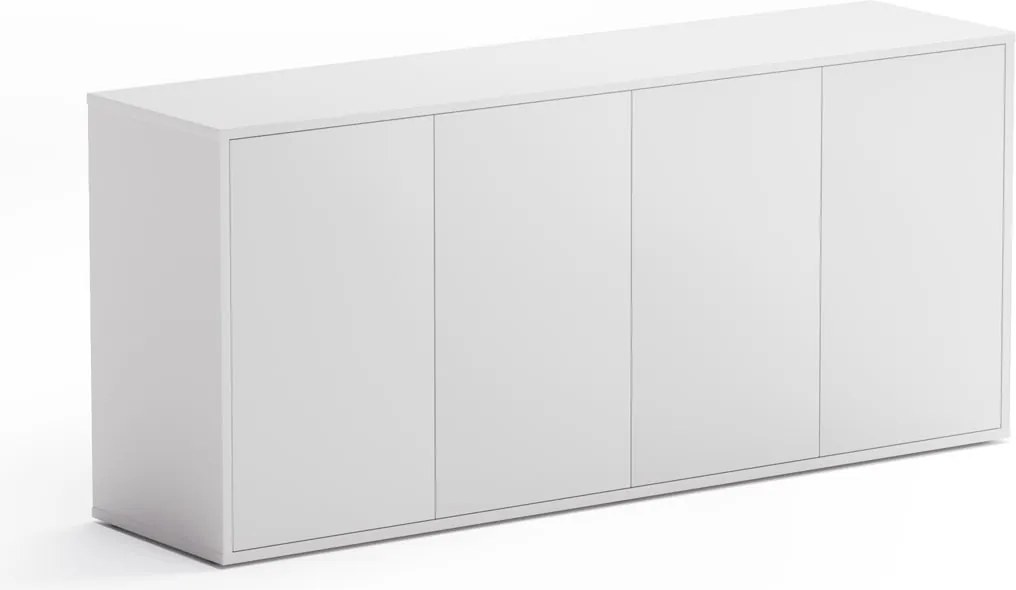 Kancelárska zásuvková komoda BLOCK, 1600 × 400 × 710 mm, 4× dvere, biela