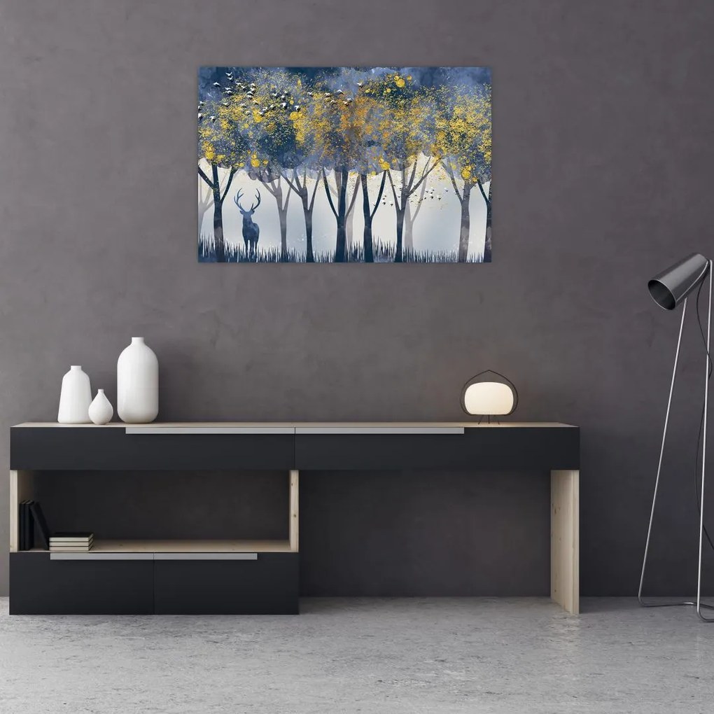 Obraz jeleňa v lese (90x60 cm)