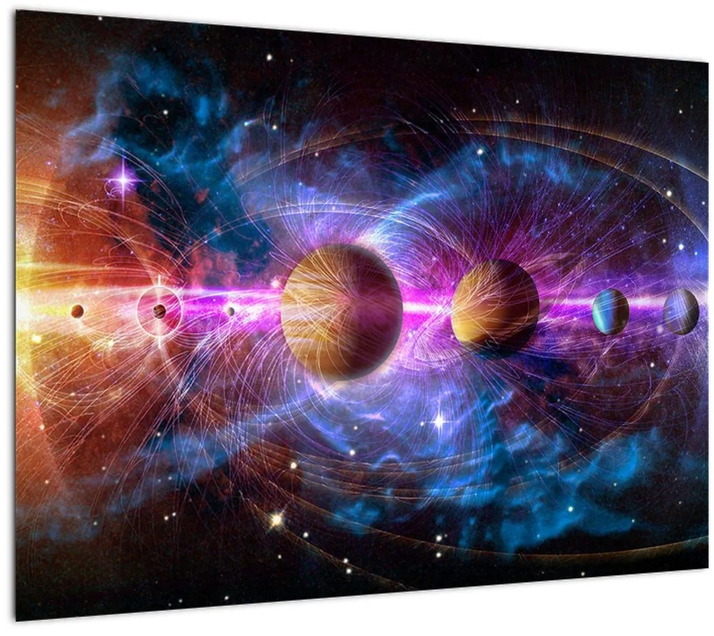 Sklenený obraz - Slnečná sústava (70x50 cm)