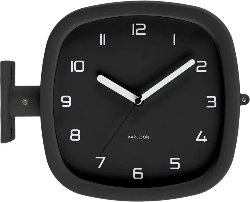 Čierne nástenné hodiny Karlsson Slides, 29 x 24,5 cm