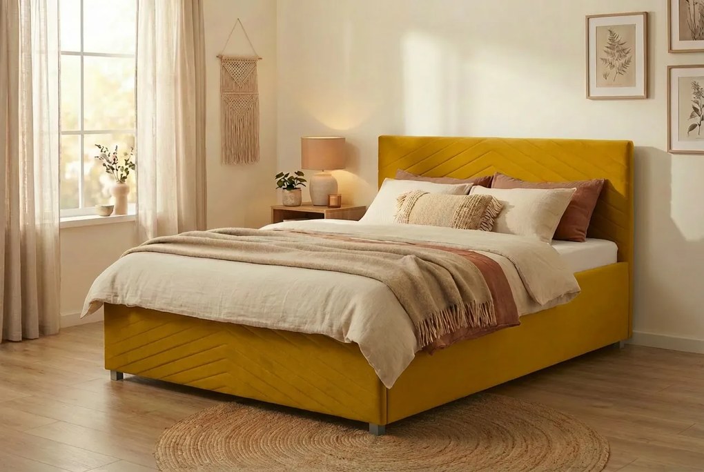 Postel VEGA 180x200 cm Žltá S matracom
