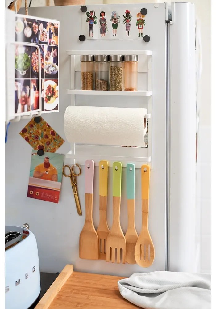 Veľký biely magnetický držiak do kuchyne YAMAZAKI Tower Magnetic Side Rack