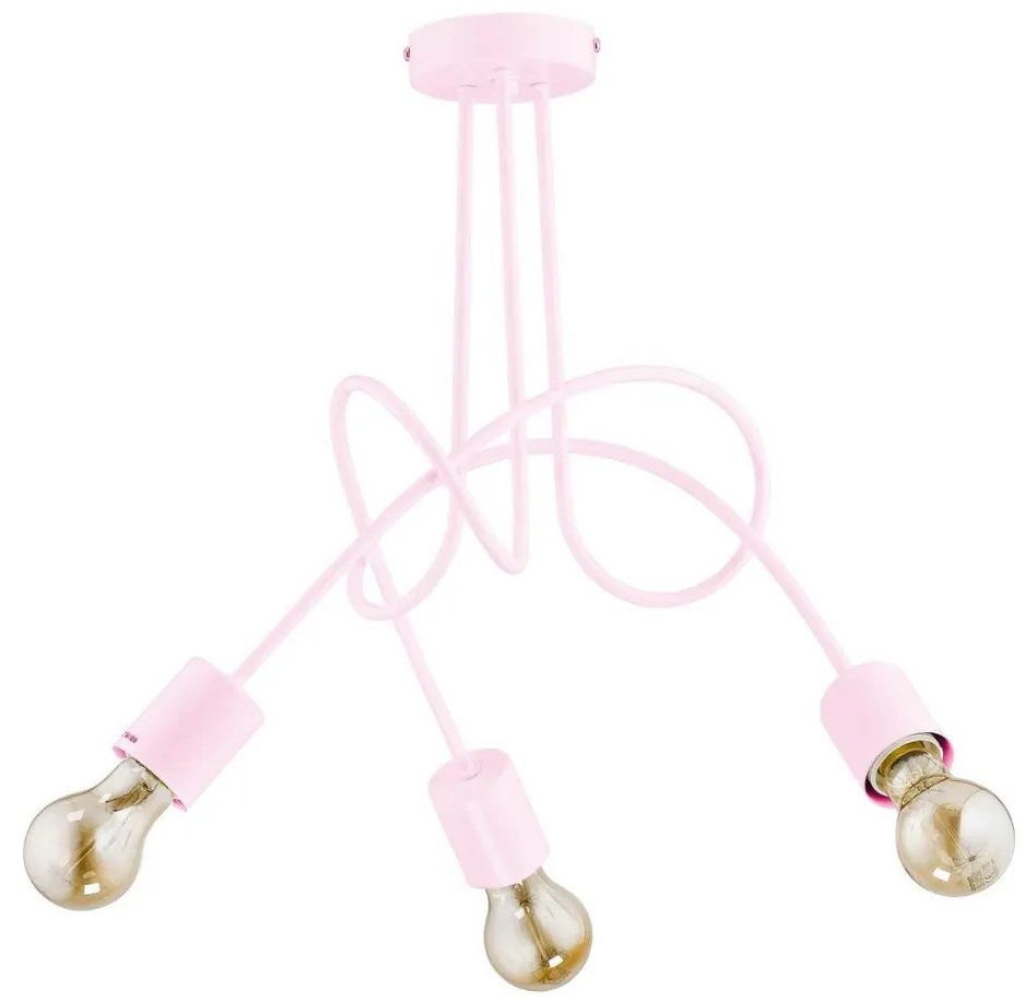 Detský prisadený luster TANGO 3xE27/60W/230V ružová