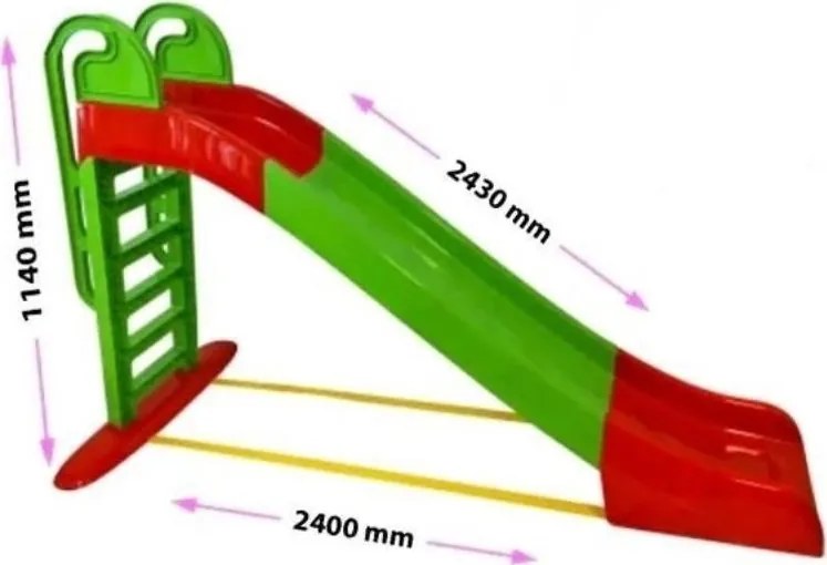 DOLONI Šmykľavka 243cm zeleno-červená
