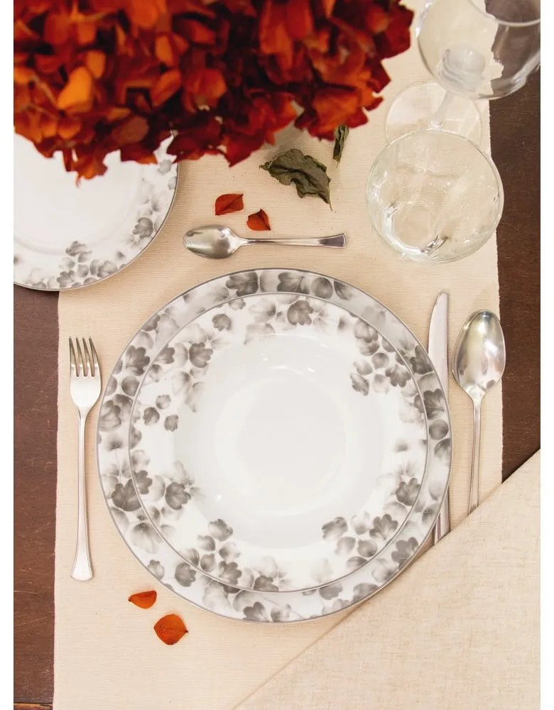 Dezertné porcelánové taniere v bielej a svetlosivej farbe v súprave 6 ks ø 19 cm Foliage gray – Villa Altachiara