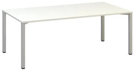 Konferenčný stôl Alfa 420 so sivým podnožím, 200 x 100 x 74,2 cm, dezén biely