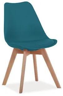 Jedálenská stolička: KRIS BUK - drevo buk/ ekokoža morská