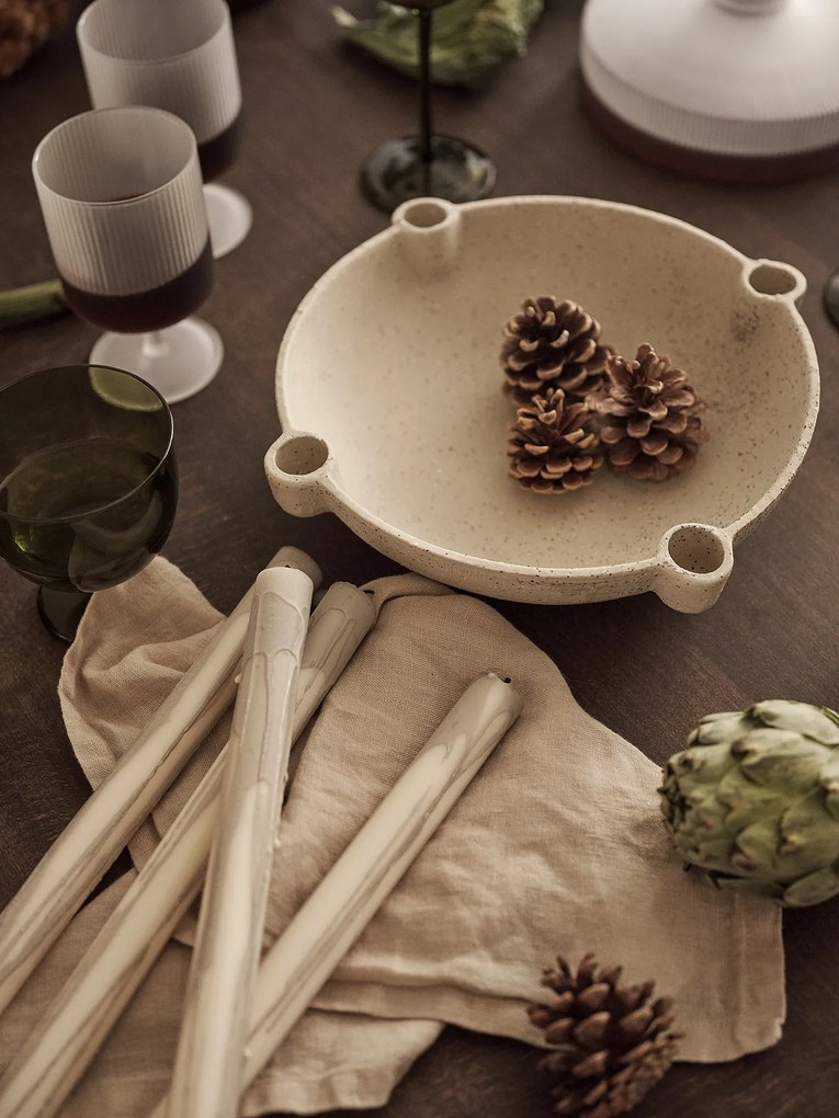 ferm LIVING Kónická sviečka DRYP 30 cm, sada 2 ks, teple šedá