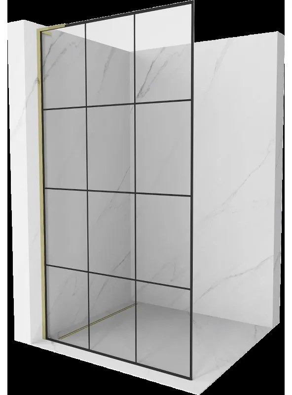 Mexen Kioto L sprchová stena Walk-in 110 x 200 cm, čierny vzor, zlatá - 800-110-103-50-77