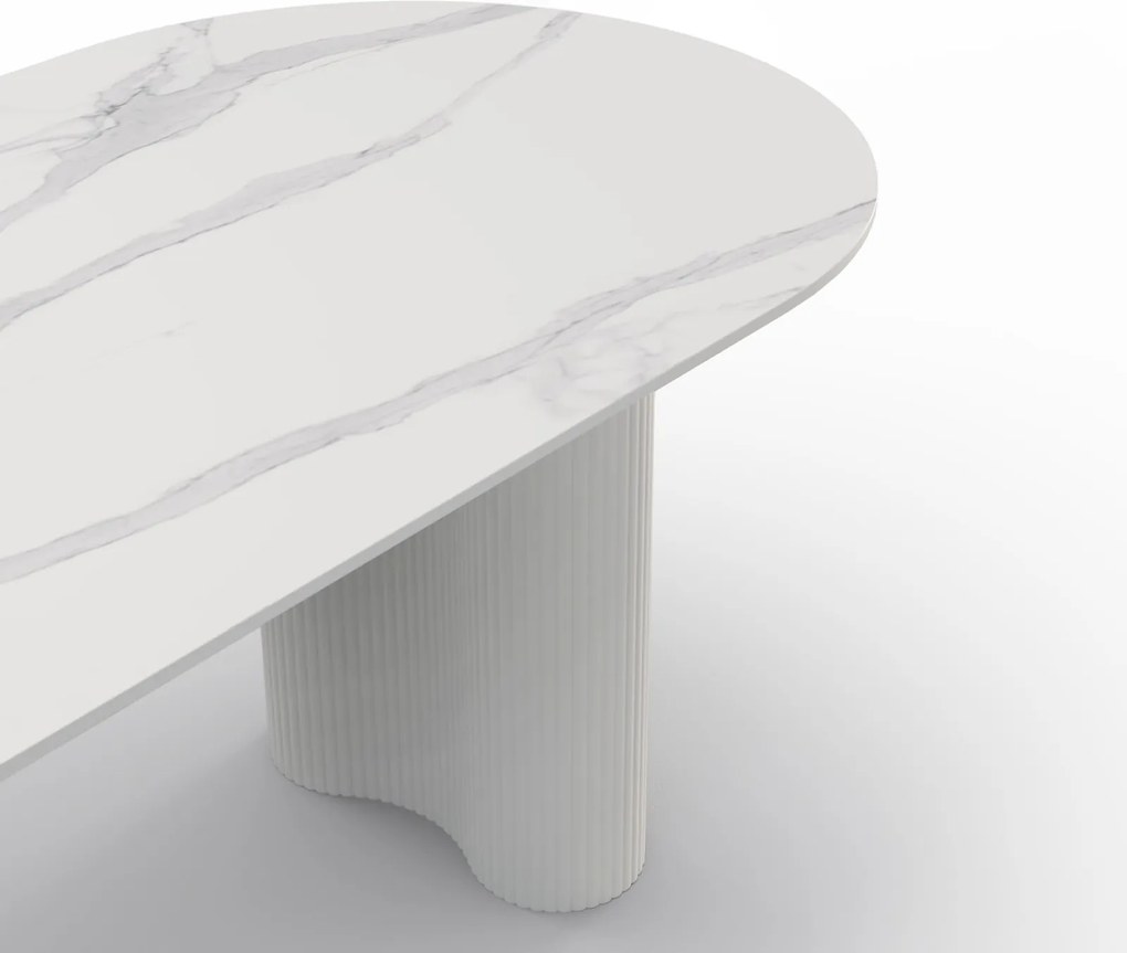 Jedálenský oválny stôl Ribeira 180 cm biely/mramor