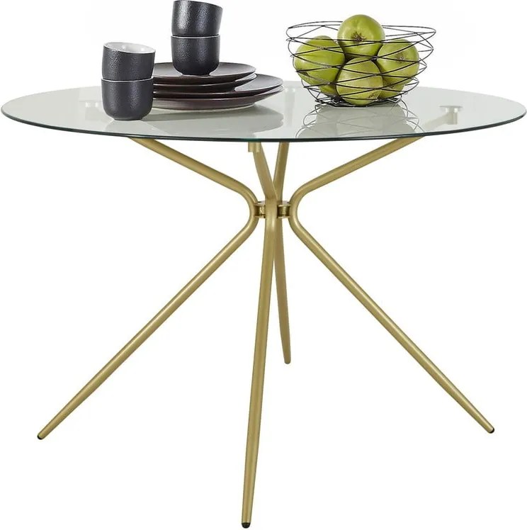 Okrúhly jedálenský stôl so sklenenou doskou v zlatej farbe ø 110 cm Silvie – Støraa
