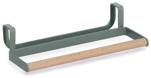 Zeller Present Držiak na utierky, závesný stojan na dvierka, matná zelená, kov/buk