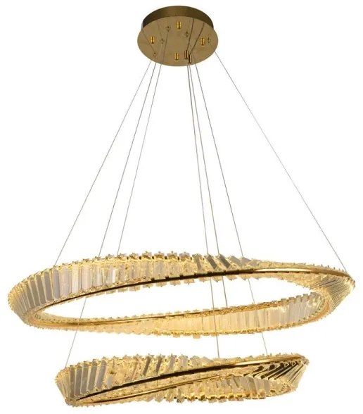 LED Stmievateľný luster na lanku LED/90W/230V 3000-6500K zlatá/chróm + DO