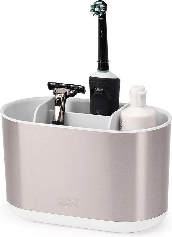 Stojan na zubné kefky z nehrdzavejúcej ocele v striebornej farbe Duo Steel – Joseph Joseph