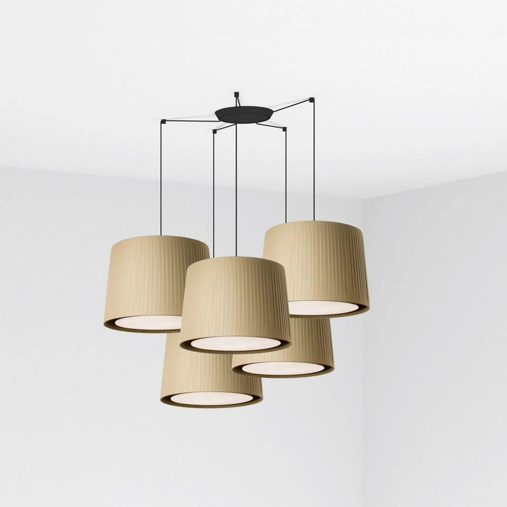 Faro Samba závesné svietidlo čierna/zelená, 5xE27, výška 5 m, IP20