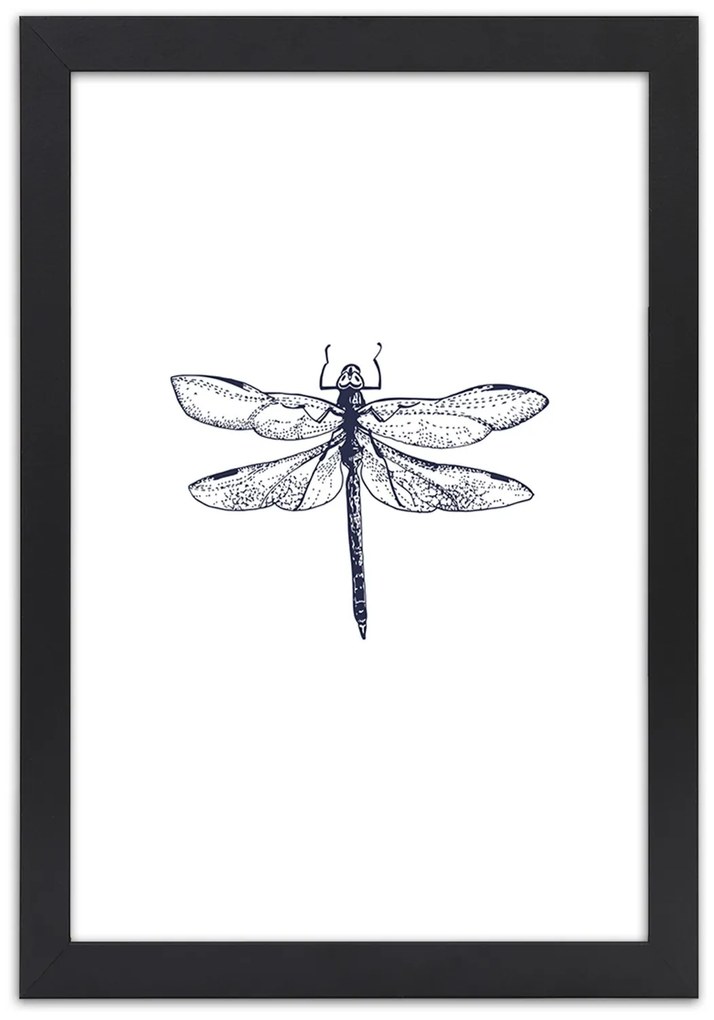 Gario Plagát Vážka nakreslená Farba rámu: Bez rámu, Rozmery: 40 x 60 cm