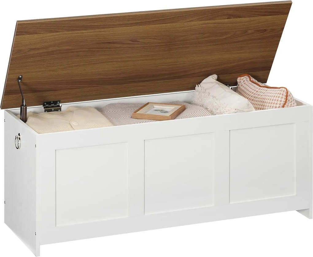 Lavica s úložným priestorom Vasagle Braisy 100 cm biela/orech