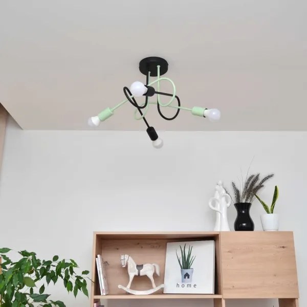 Prisadený luster OXFORD 4xE27/15W/230V čierna/zelená