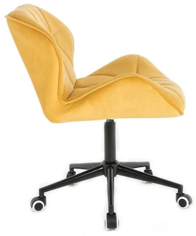 LuxuryForm DESIGN Stolička MILANO VELUR na čiernej podstave s kolieskami - žltá